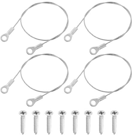 QUARKZMAN 4pcs Lanière Câble Œillets Extrémité, 20 cm x 1,5 mm 304 Inox Acier Fil Corde Lanyard avec Autotaraudeurs Vis pour Connecter Meubles, Lampe à suspendre