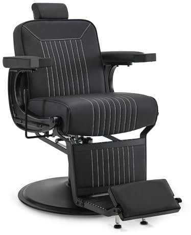 Barberpub Friseurstuhl Friseureinrichtung Friseursessel Bedienungsstuhl 3822 (Schwarz)