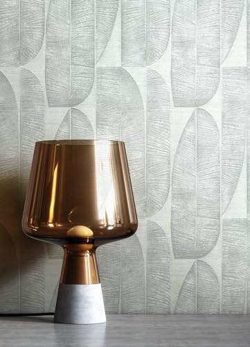 Newroom Tapete Grau Vliestapete Bananenblätter - Mustertapete Modern Hellgrau Blätter Grafik Dschungeltapete Tropisch Tropisch Exotisch inkl. Tapezier-Ratgeber