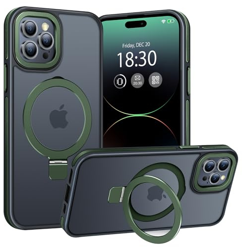 BENTIACC Phone Case for iPhone 14 pro max, with Invisible Stand, with Mag-Safe, Military Protection, [Translucent Matte] Anti-fingerprint iPhone 14 pro max Case (DarkGreen)