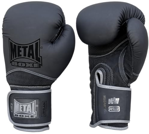 METAL BOXE Unisex – Erwachsene Gants de Boxe Entraînement Urban 12 oz Boxhandschuhe, Schwarz