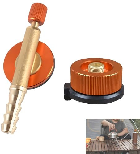 TKOLLI 2 Pcs Gas Adapter, Portable Outdoor Gas Canister Refill Adapter Valve Caps Gas Refill Adapter and Camping Gas Bottle Adapter for Butane Canister to Screw Gas Cartridge