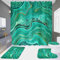 Badezimmermatte Wasser Grün Gold Bad Teppiche Set 3 Teilig,rutschfeste Bath Mat(50x80cm)+U-Typ Wasseraufnahme Badmatte+Schnelltrocknend Badezimmerteppich