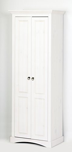 clever-moebel 2-TRG. Dielenschrank kolonial, weiß oder gelaugt Schrank Kleiderschrank, Flurschrank (weiß)