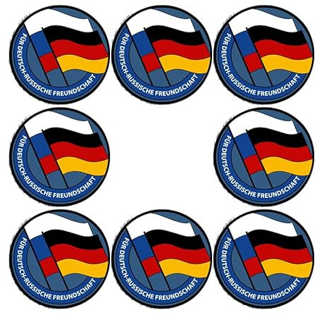 Sammys Shirt Store 8 Stück Einkaufswagen Aufkleber 3cm Durchmesser - Für Deutsch Russische Freundschaft II