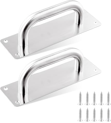 Gudalea 2er Pack Scheunentürgriff, Edelstahl Torgriff für Türen, Schiebetürgriff, Scheunentürgriff mit 8 Schrauben, für Tore, Garagen, Schränke, Schiebetüren, Gartentür, Schuppentür (Silber)