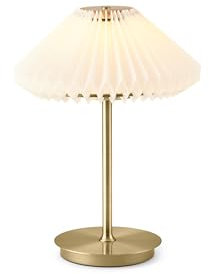 Halo Design, Paris To Go, Dänisches Design Weiß & Gold Falten Tischleuchte Kabellos, Tischlampe Kabellos Vintage mit Dimmbar LED – Indoor Tischlampe Akku mit USB für Schlafzimmer, Wohnzimmer