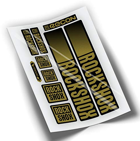 REF:VP442 Autocollants compatibles avec la fourche Rock-Shox RECON 2021-2025 VTT, stickers, adhésifs, vinyles pour vélos de montagne. (DORÉ)