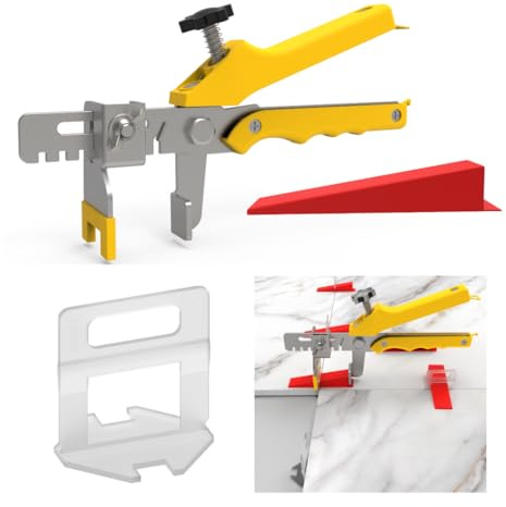Tile Leveling System 1/51 (0.5mm), Tile Spacers with 1 Tile Plier - 300 Tile Spacers Clips - 100 Reusable Tile Wedges, Tile Tools for Floor & Wall Tile Installation