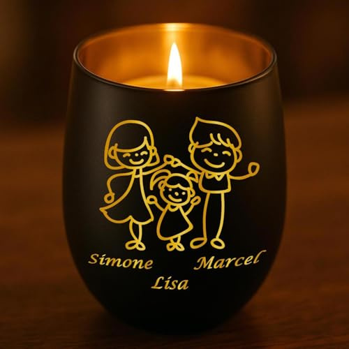 Personalisiertes Windlicht mit Gravur | Motivwahl: Herz, Blume, Ring, Taube | Name + Spruch auf Glas | Geschenk für Frauen, Mama & Paare | Hochzeit, Geburtstag, Valentinstag | Schwarz (Muster 3)