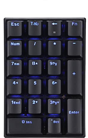 YUEHISY Mechanical Numeric Wired Kabelad, Stufenschlüsselkap mit Hintergrundbeleuchtung, 21 Key Numpad, Tragbare Spieltastatur für den Laptop -Desktop -Computer -PC (Rotschalter)