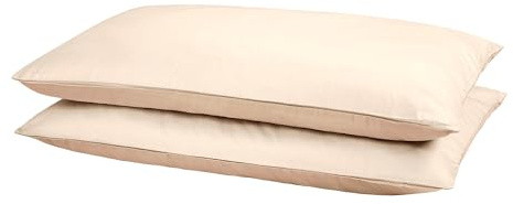 Homewell Baumwoll-Kissenbezug Set 2-teilig 40x80 cm | Premium Mako-Satin mit Reißverschluss | Wendebettwäsche, Sand/Puder