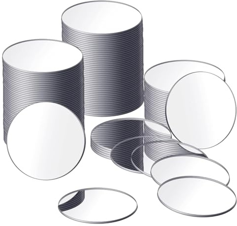 NONDK 25 Pieces Acrylic Mini Size Round Mirror Adhesive Small Round Mirror Craft Mirror Tiles for Crafts (3 Inch in Diameter) Easy Install