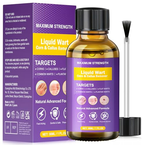 Wart Remover, Fast Acting Verruca Treatment, Effective Skin Tag Removal Kit for Feet & Hands, Gentle Removal for Common Warts, Plantar Warts, Corn and Calluse