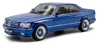 Solido Mercedes-Benz 560 SEC AMG – 1:43 Modellauto in Linarit Blau, Luxus-Coupé im Miniaturformat, Detailliertes Die-Cast Sammlermodell