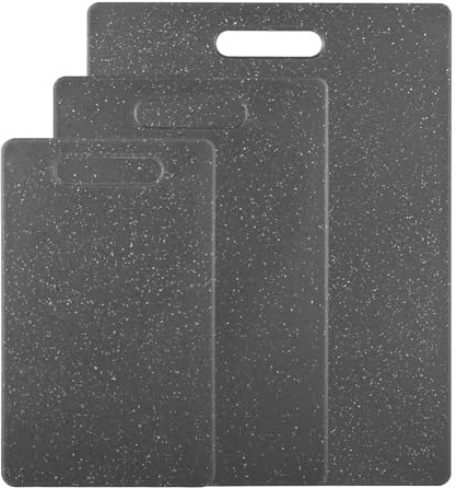 PaxCulina Tagliere in plastica, set di taglieri in PP, 3 pezzi con effetto marmo – Ideale per carne, verdure e prodotti da forno, separazione igienica, salvaspazio, taglieri lavabili in lavastoviglie