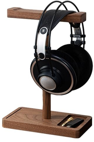 Xinhuju Wooden Headphone Stand - Classic Walnut Construction Durable Gadget Stand for Smooth, Decorative Tabletop Device, Functional Music Station | Hook Design