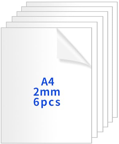 6 Stück A4 Acrylplatten, Klare Acrylglas Platte 2mm | Acrylglas Kunststoffplatten, Plastikplatte, Transparente Acrylplatte für Fotorahmen, Bilderrahmen
