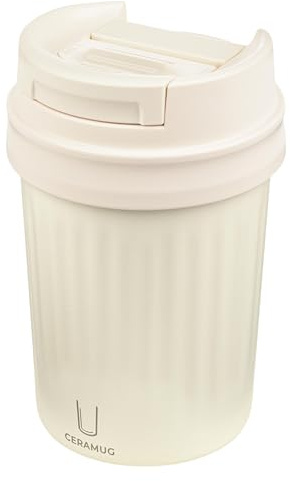 TROIKA Thermobecher 300 ml CERAMUG 300 Doppelwand-Isolierung mit Vakuum und WEILBURGER® Keramik Beschichtung im Inneren Fassungsvermögen: 300 ml auslaufsicher 304 Edelstahl, Kunststoff, Silikon weiß