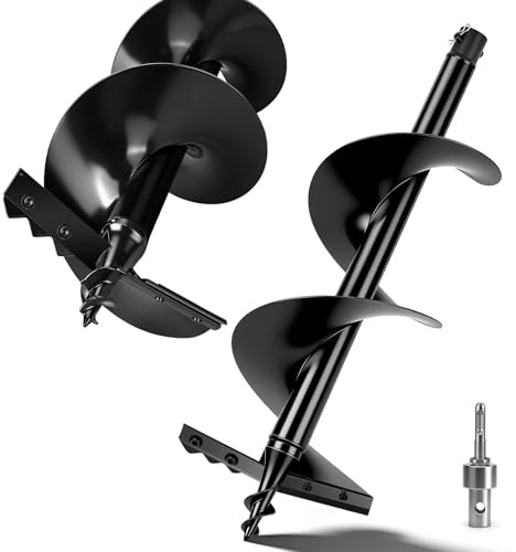 Wolframstahl Erdbohrer Bohrschnecke Ø250 mm Kompatibel Mit SDS-Plus Adapter | Stahl-Ersatzbohrer Querbolzenaufnahme Idel für Erdlochbohrer, Zaun- & Pfahlbohrer