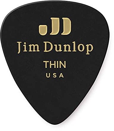 Jim Dunlop Celluloid Black Pick Thin - 72 Pack