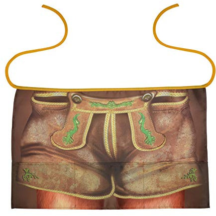Mega tolle Schürze Grillschürze Kochschürze mit Urkunde - Kurze Lederhose - lustiger Scherzartikel für jeden Anlass Karneval Geschenkidee