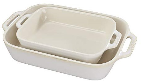 STAUB Set de Plat à Four Rectangulaire, Céramique, Ivoire rustique., 2-piece