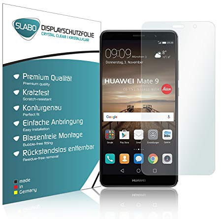 Slabo 2 x Displayfolie für Huawei Mate 9 Displayschutzfolie Zubehör Crystal Clear KLAR