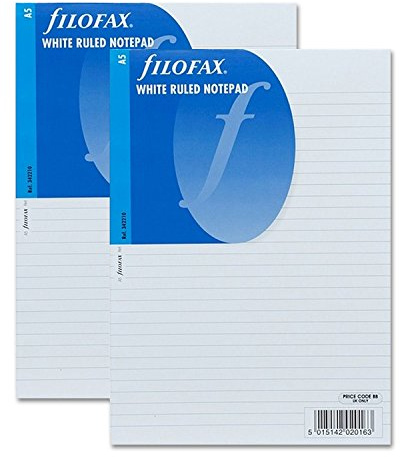 Filofax A5 Twin Pack White Ruled Notepad (342210) x 2