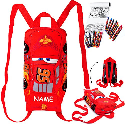 alles-meine.de GmbH Bastelset: Plüsch Rucksack/Kuscheltier & Malset - Cars - Lightning McQueen - Auto - incl. Name - Stifte & Malvorlagen/Ausmalset - Zeichenset - Kinderr..