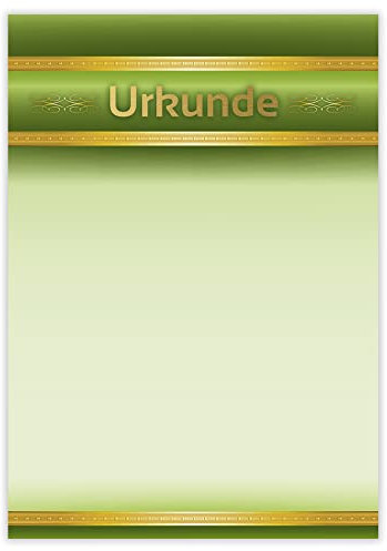 Designpapier Urkunde 10 Goldprägung DP880 – 12 Blatt Briefpapier – Vordruck, selbst beschriften, 1. Platz, Sporturkunde, Ehrenurkunde, Zertifikat – Nur für Inkjetdrucker – Druckerpapier A4 190g/m²