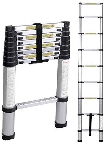 Teleskopleiter Haushaltleiter 2,6 M tragbar faltbar Leiter aus Aluminium Dachbodenleiter Mehrzweckleiter KS-JF-002