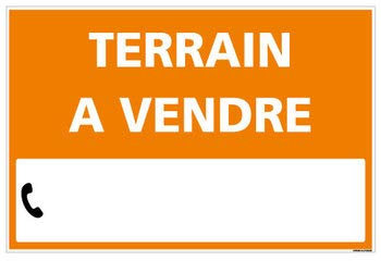 Signalétique.biz France - Panneau Immobilier Personnalisable Terrain à Vendre avec Oeillets aux 4 Coins - Orange - Plastique Rigide AKILUX 3,5mm - Dimensions 600x400 mm