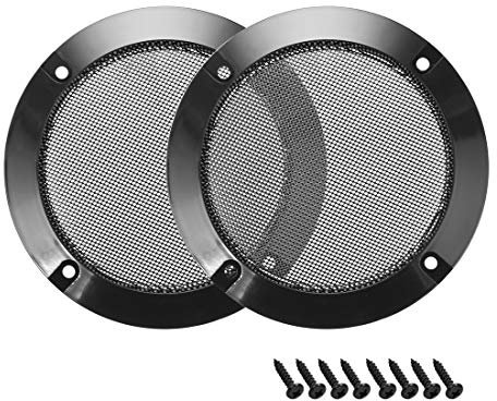 sourcing map 2pcs 3 Speaker Grill Mesh Decorative Circle Woofer Guard Protector Cover Audio Accessories Black