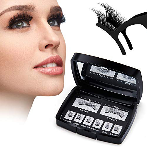 Magnetische Wimpern-3D Künstliche Wimpern Set künstlich falsche Wimpern ohne Kleber, wiederverwendbar,Pinzette und Aufbewahrungsbox(8 stück)