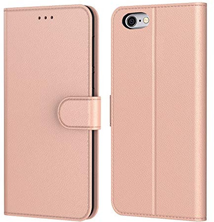 Tenphone Coque pour iPhone SE 2022 5G/SE 2020/6/6S/7/8, Pochette Housse de Protection Etui à Rabat Premium en Cuir PU [Fermeture Magnétique] Compatible avec (iPhone 6/7/8/SE (4,7), Rose)