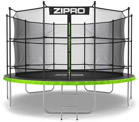 ZIPRO JumpPro IN Trampolin Outdoor, Gartentrampolin für Kinder, mit Innennetz, Wetterfest, UV-Schutz, Einfache Montage, Belastbar 100-150 kg, Ø 183/252/312/374/435/496 cm