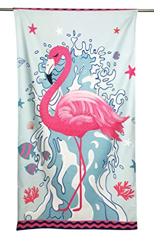 Tex family serviette de plage en éponge Flamant rose, dimensions 90 x 170 cm