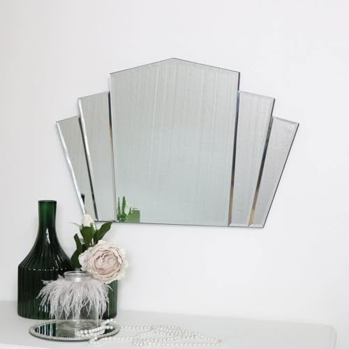 Melody Maison Art Deco Fan Frameless Wall Mirror 40cm x 60cm, Frameless mirror, Bathroom, Hallway, Bedroom, Mirror