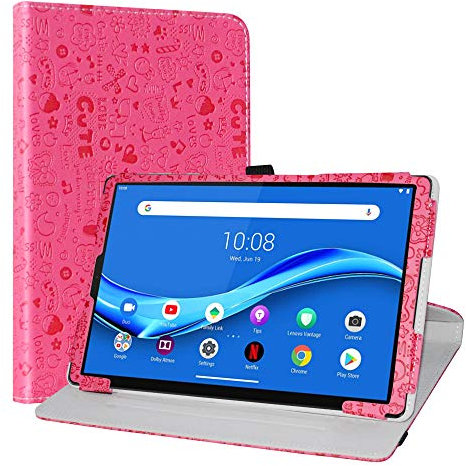 LiuShan Rotary Funda para Lenovo Tab K10, Folio Soporte PU Cuero con Funda Caso para 10.3 Lenovo Tab K10 / Tab M10 FHD Plus (2nd Gen) TB-X606F Tablet(Not fit Smart Tab M10),Magenta