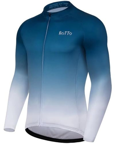ROTTO Herren Radtrikot Fahrradtrikot Langarm Rennrad Trikot Farbverlauf Reihe