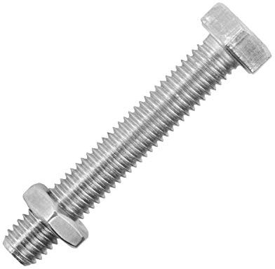 Sechskantschrauben M8x130 mm mit Edelstahlmuttern M8 aus Edelstahl A2 (10 Stück) | DIN 933 & DIN 439 - Maschinenschrauben - Sechskantmuttern niedrige Form von MESAROS®