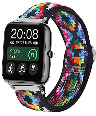 Giaogor Armband Kompatibel mit Popglory P22, Einstellbar Stoff Armbänder, Weich und Dehnbar Elastizität Ersatzband für Popglory P22 Smartwatch (Böhmen)