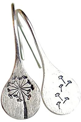 GEQIAN Ohrringe aus 925er-Sterlingsilber, von der Natur inspirierte Löwenzahn-Ohrringe – einfache geometrische silberfarbene Haken-Ohrhänger für Damen