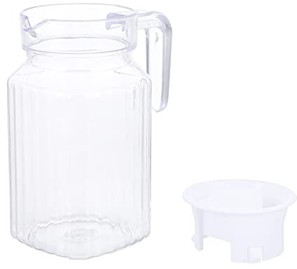 BESPORTBLE Wasserkrug 600ML Mit Deckel - Transparente Kunststoff Karaffe Mit Streifen - Ideal FüR Kalte Und HeißE GeträNke Wie Wasser, Saft, Tee, Kaffee