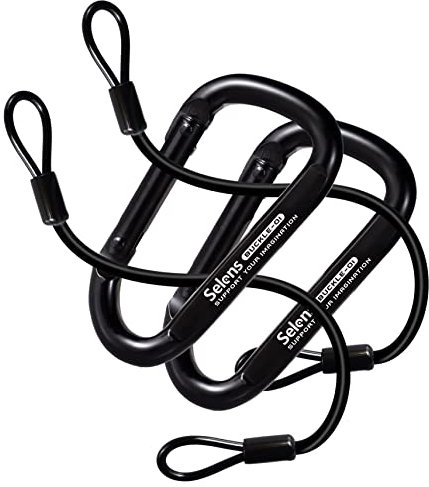 Selens 2Pcs Waist Carabiner Clip & 39cm Wire Lanyard Rope for Gaffers Tape Heavy Duty Counterweight Hang Buckle Quick Lock, Photo Studio Film Crew Television Photography Photographer Carrying Tool