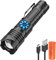 WINDFIRE XHP99 Taktische Taschenlampe USB wiederaufladbar, 90000 Lumen superhelle LED-Taschenlampen mit 4 Modi Stufenloses Dimmen Zoombares wasserdichtes LED-Licht für Camping-Wandern Notfall