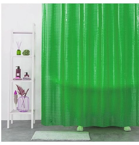 LshyMn YLYZMN2 Doublure de Rideau de Douche Transparente Vert 180 x 180 cm, Doublure de Rideau de Douche en EVA Transparent 3D pour Cabine de Douche avec Crochets