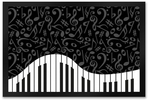 speecheese Klavier Fußmatte XXL in 50x75 cm mit Notenschlüsseln und Vorzeichen als Geschenk für echte Musiker die ihre Liebe zur Musik Allen Zeigen wollen und auch selbst EIN Piano besitzen