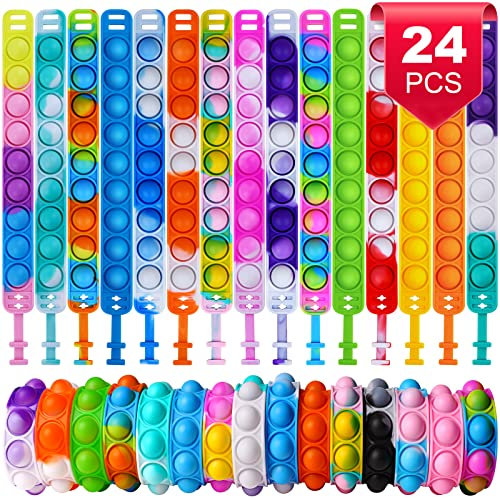 Ainiv Pop Armband, 24 Stück Pop Push It, Pop Bubble Fidget Armband Spielzeug, Armband Kinder Set, Fidget Toys Set, Simple Fidget Toy Armband, Baby Sensory Toy für Kinder/Erwachsene